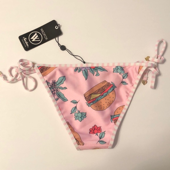 ⚡️⬇️WILDFOX 80’s Hamburger Retro Reversible Cheeky Bottom Fun pink NWT - Picture 3 of 8